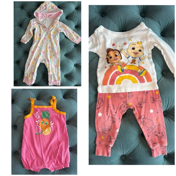 Baby Girl Bundle Joe Fresh Cocomelon Grmboree Baby 3 Pieces 6mo 12mo 18mo - Picture 1 of 12